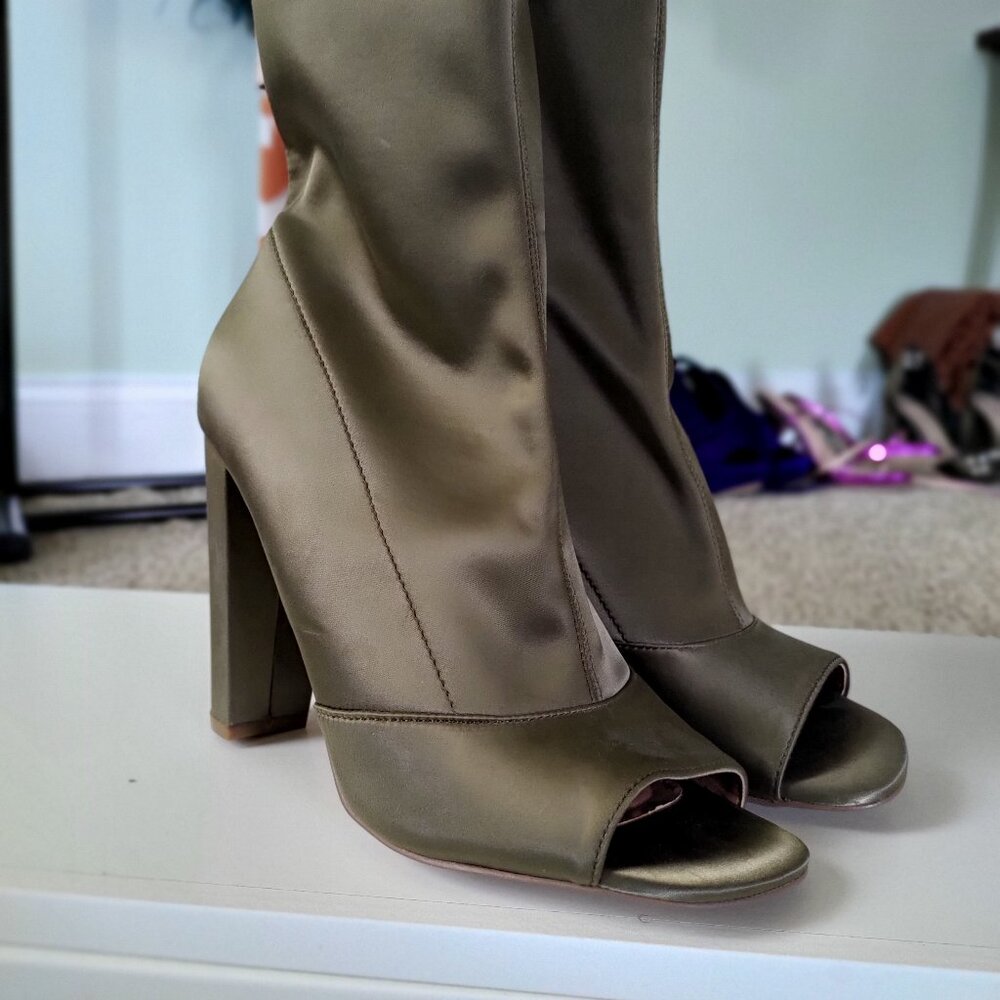 Steve Madden Satin Open Toe Bootie